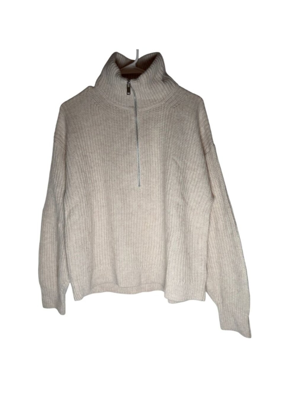 The Half-Zip Sweater in Luxe Merino Heathered Oat Women's Size Small New W Tags! - Picture 2 of 6